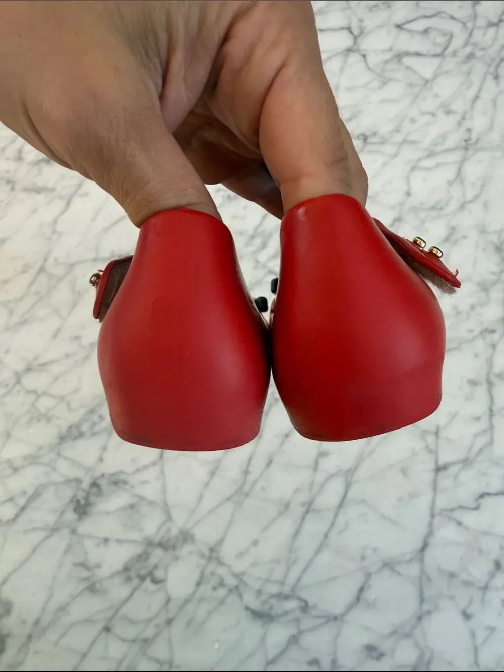 Mini Melissa Red Mickey Minnie Kissing Mary Jane Shoes for Kids Sz 9